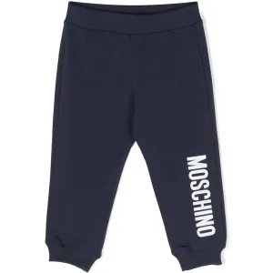 Moschino Baby Boys Logo Print Pants in Navy Blue 12/18