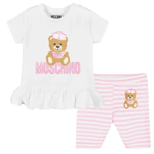 Moschino Baby Girls Ruffled Tracksuit Set Pink 12/18 Optical White