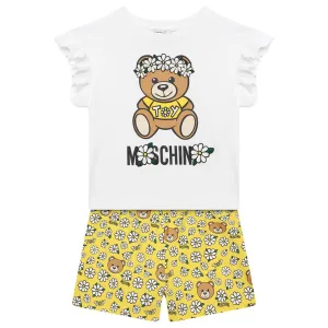 Moschino Girls Bear T-shirt & Shorts Set White 6Y