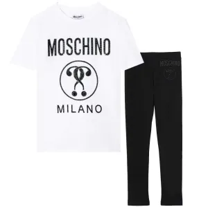 Moschino Girls Milano Diamante T-shirt & Leggings Set Black/white 12Y White