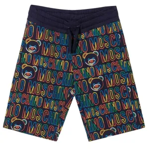 Moschino Boys All Over Logo Shorts Navy 4Y