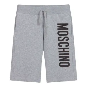 Moschino Boys Logo Cotton Shorts Grey 14Y