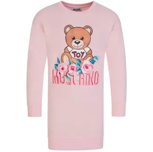 Moschino Girl's Bear & Flower Sweater Dress Pink 8Y