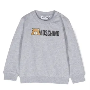Moschino Baby Boys Logo Sweater in Grey 18/24 Melange