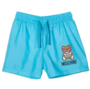 Moschino Boys Bear Logo Swim Trunks Blue 4Y