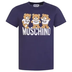 Moschino Boys Teddy Logo T-shirt in Navy 4A Blue