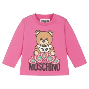 Moschino Baby Girls Heart Teddy Bear T-shirt Pink 3Y