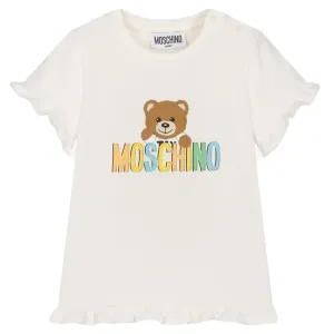 Moschino Baby Girls Teddy Print T-shirt White 12/18 Cloud