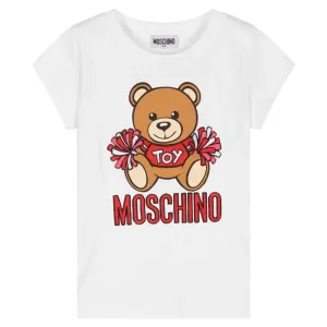 Moschino Girls Toy Bear Pom-pom T-shirt White 10Y