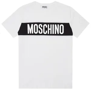 Moschino Unisex Kids Stripe Logo T-shirt White 6Y