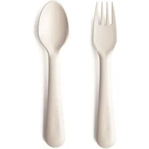 Mushie Fork and Spoon Set cutlery Ivory 2 pc
