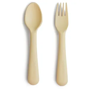 Mushie Fork and Spoon Set cutlery Pale Daffodil 2 pc
