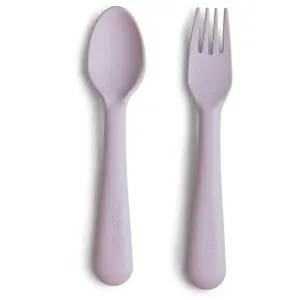 Mushie Fork and Spoon Set cutlery Soft Lilac 2 pc