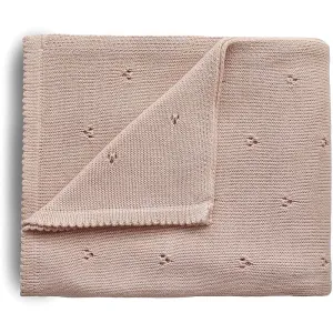 Mushie Knitted Pointelle Baby Blanket knitted blanket for children Blush 80 x 100cm 1 pc