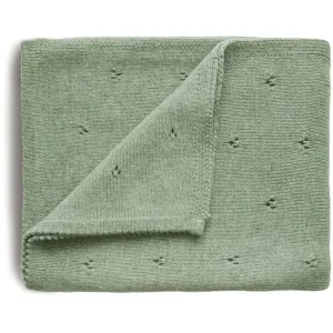 Mushie Knitted Pointelle Baby Blanket knitted blanket for children Sage 80 x 100cm 1 pc