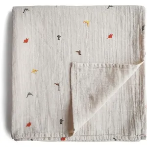 Mushie Muslin Swaddle Blanket Organic Cotton swaddle wrap Dinosaurs 120cm x 120cm 1 pc