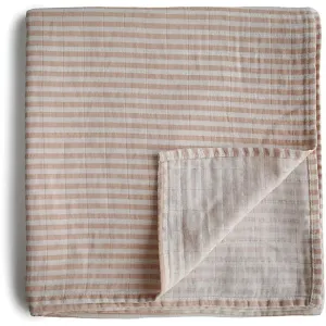 Mushie Muslin Swaddle Blanket Organic Cotton swaddle wrap Natural Stripe 120cm x 120cm 1 pc