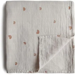 Mushie Muslin Swaddle Blanket Organic Cotton swaddle wrap Rainbows 120cm x 120cm 1 pc