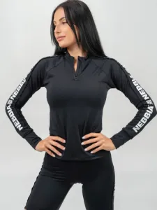 Nebbia Long Sleeve Zipper Top Winner Black L Fitness T-Shirt