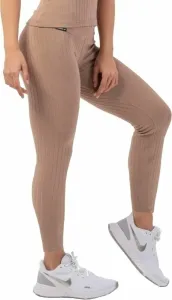 Nebbia Organic Cotton Ribbed High-Waist Leggings Brown M Fitness Trousers