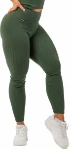 Nebbia Organic Cotton Ribbed High-Waist Leggings Dark Green M Fitness Trousers