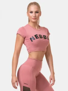 Nebbia Short Sleeve Sporty Crop Top Old Rose S Fitness T-Shirt