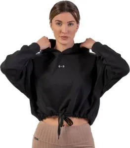 Nebbia Loose Fit Crop Hoodie Iconic Black M-L Fitness Sweatshirt