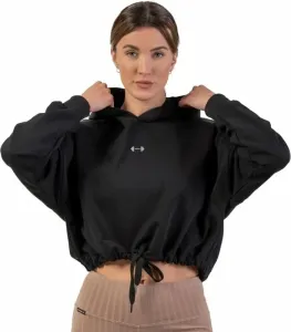 Nebbia Loose Fit Crop Hoodie Iconic Black XS-S Fitness Sweatshirt