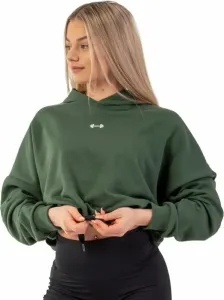 Nebbia Loose Fit Crop Hoodie Iconic Dark Green M-L Fitness Sweatshirt