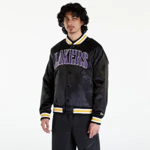 New Era LA Lakers NBA Applique Satin Bomber Jacket UNISEX Black/ True Purple #1824283