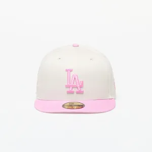 New Era Los Angeles Dodgers White Crown 59FIFTY Fitted Cap Ivory/ Pink #1834604