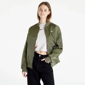 Nike Sportswear Women's Varsity Bomber Jacket Medium Olive/ Safety Orange/ White #995953