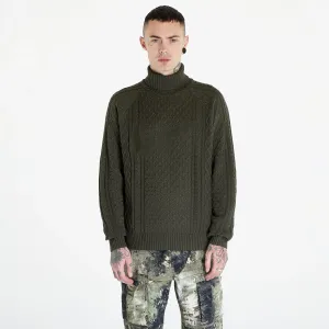 Nike Life Men's Cable Knit Turtleneck Sweater Cargo Khaki #1765675