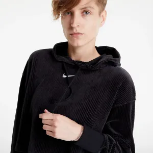 Nike Sportswear Women's Velour Cropped Pullover Hoodie Black/ Sail #732060
