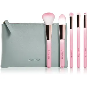 Notino Pastel Collection Brush set with pouch travel brush set with bag