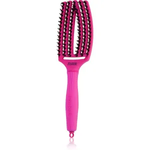 Olivia Garden Fingerbrush ThinkPink flat brush with nylon and boar bristles Neon Pink 1 pc