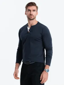 Ombre Clothing Henley T-shirt Blue