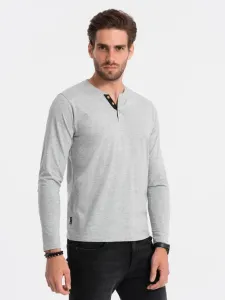 Ombre Clothing Henley T-shirt Grey