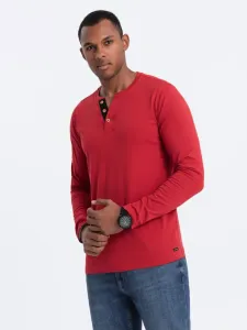 Ombre Clothing Henley T-shirt Red
