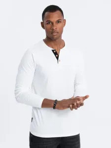 Ombre Clothing Henley T-shirt White