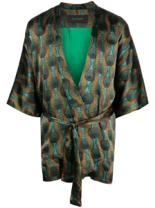 OZWALD BOATENG - Printed Silk Short Kimono #1632674