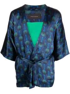 OZWALD BOATENG - Printed Silk Short Kimono