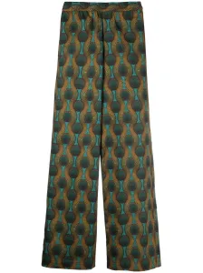 OZWALD BOATENG - Elastic Waist Printed Cotton Trousers