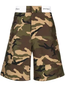PALM ANGELS - Camouflage Print Cotton Shorts