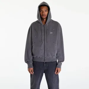 Patta Studded Washed Zip Up Hooded Sweater UNISEX Volcanic Glass #1824260