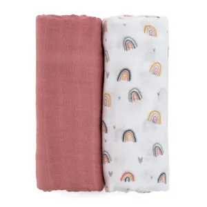 Petite&Mars Misty cloth nappies Rose Rainbows 120 x 120 cm 2 pc