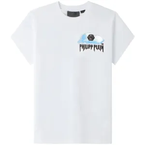 Philipp Plein Men's T-shirt Round Neck Ss Clouds White L