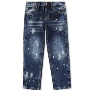 Philipp Plein Boy's Iconic Regular Cut Jeans Blue 10Y