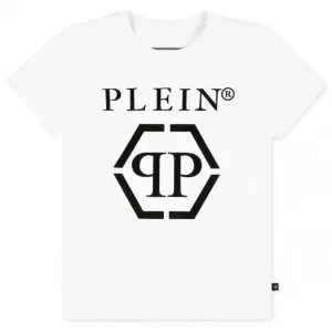 Philipp Plein Boy's T-shirt Logo Shirt White 10Y