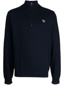 PS PAUL SMITH - Zebra Logo Half-zip Sweater